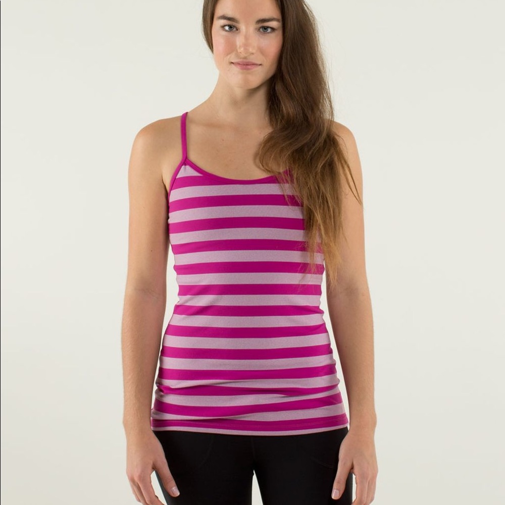 LULULEMON Power Y Raspberry Stripe Tank Size 4